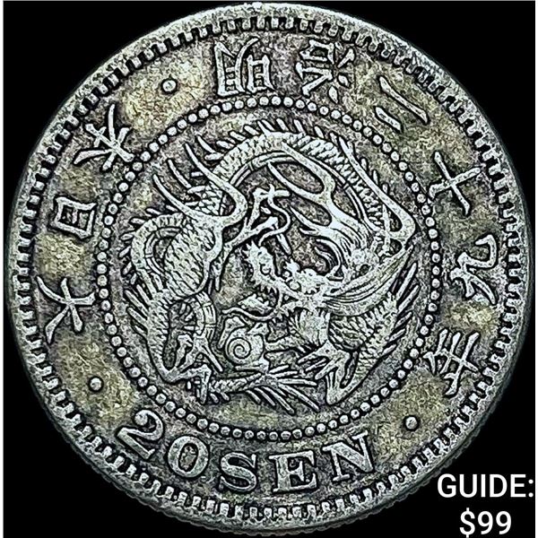 1877-1905 Japan Silver 20 Sen NEARLY UNCIRCULATED