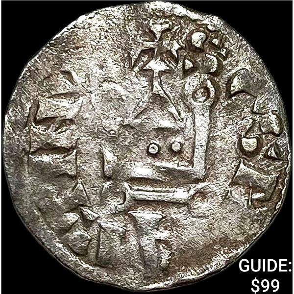 1150-1200 AD France Abbey of St.Martin Silver Denier NEARLY UNCIRCULATED