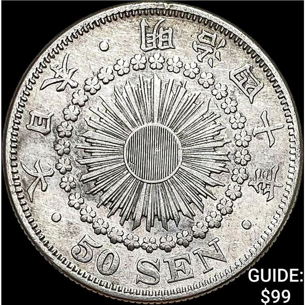 1906-1912 Japan Silver 50 Sen CLOSELY UNCIRCULATED