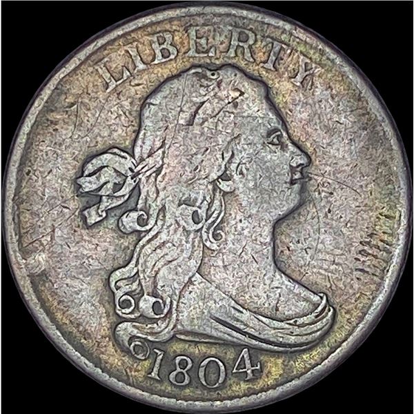 1804 Draped Bust Spiked Chin Half Cent LIGHTLY CIRC