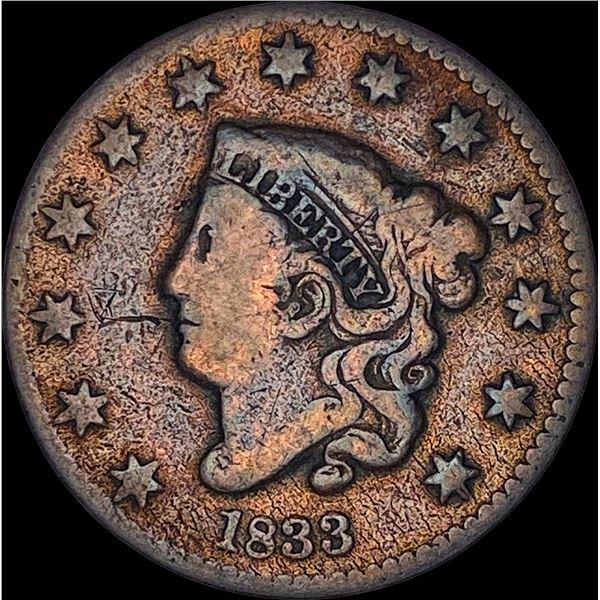 1833 Coronet Head Large Cent NICELY CIRCULATED
