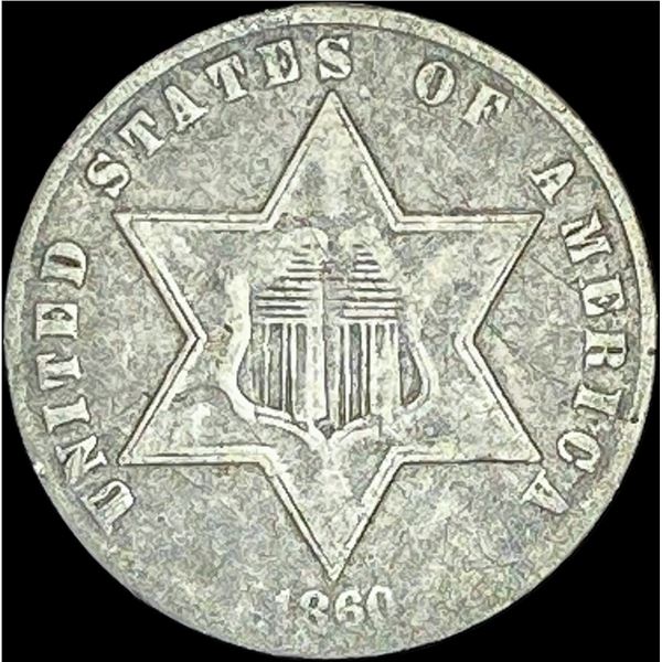 1860 Silver Three-Cent Piece LIGHTLY CIRCULATED