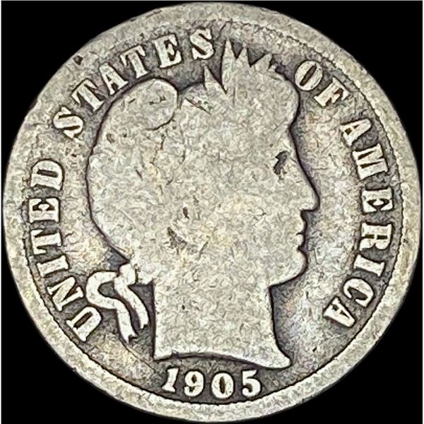 1905-O Micro O Silver Barber Dime NICELY CIRCULATED