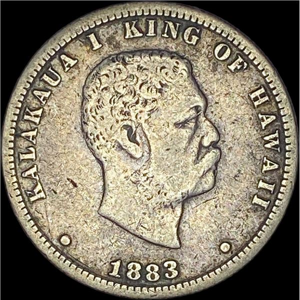 1883 Hawaii Silver 1/4 Dollar NEARLY UNCIRCULATED