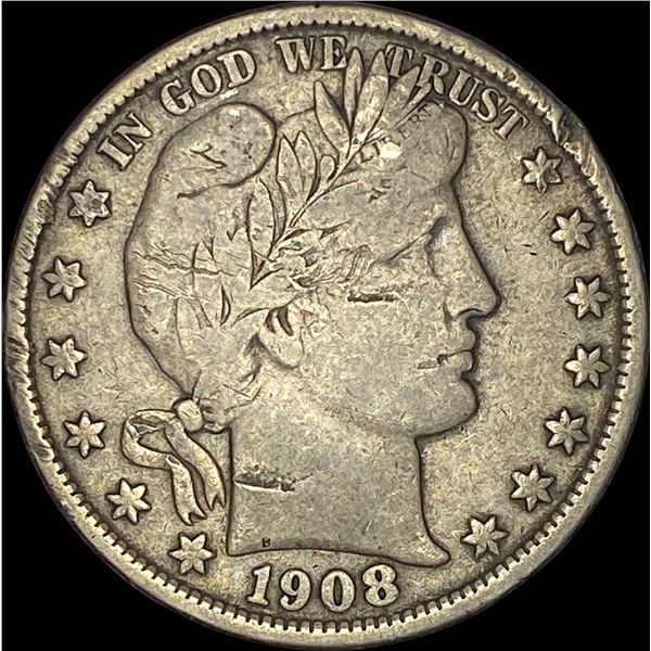 1908-O Silver Barber Half Dollar LIGHTLY CIRCULATED