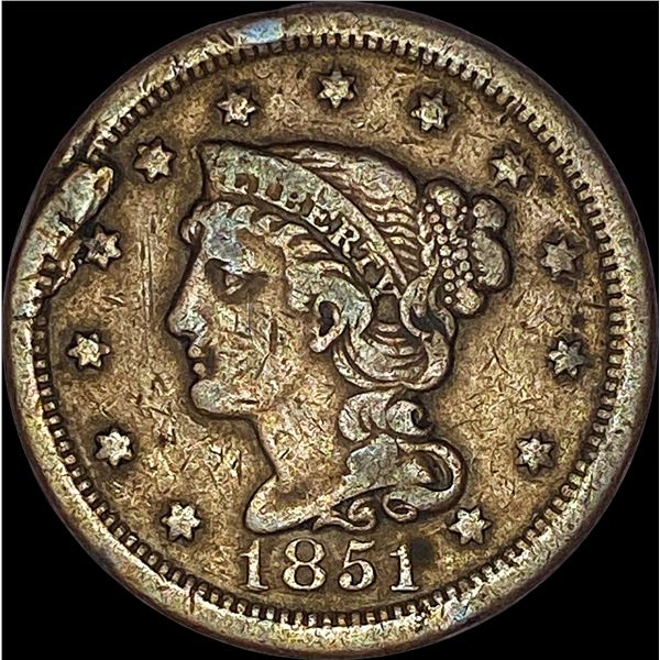 1851 Braided Hair Large Cent HIGH GRADE