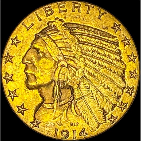 1914-D Gold $5 Indian Head Half Eagle CLOSELY UNCIRCULATED