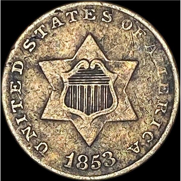 1853 Silver Three-Cent Piece LIGHTLY CIRCULATED