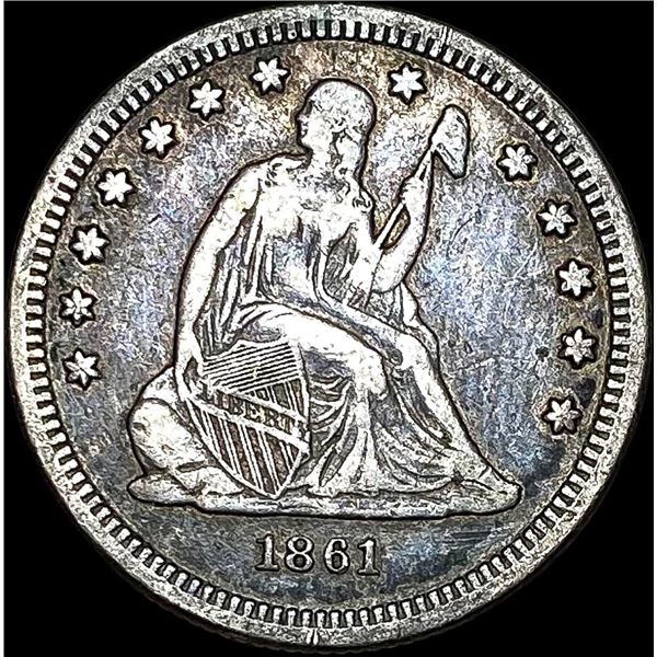 1861 Seated Liberty Quarter NEARLY UNCIRCULATED