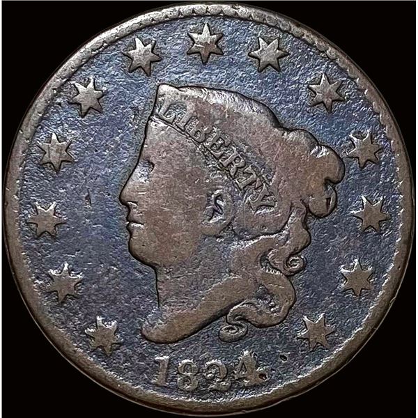 1824 Coronet Head Large Cent NICELY CIRCULATED
