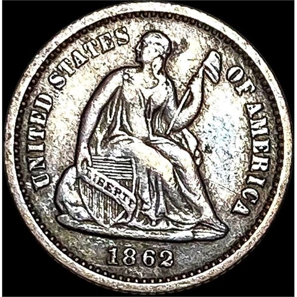 1862 Seated Liberty Half Dime NEARLY UNCIRCULATED