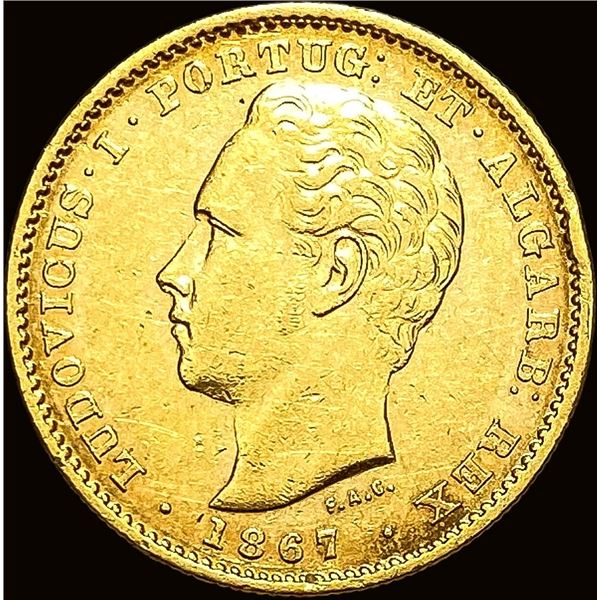 1867 .2613oz Gold Portugal Gold 5000 Reis CLOSELY UNCIRCULATED