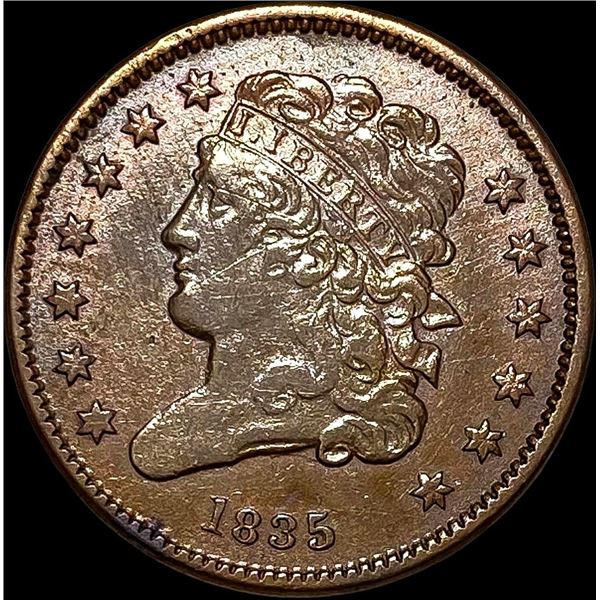 1835 Braided Hair Half Cent NEARLY UNCIRCULATED