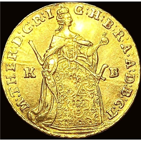1746 Gold Hungary 1 Ducat .111oz NEAR UNC