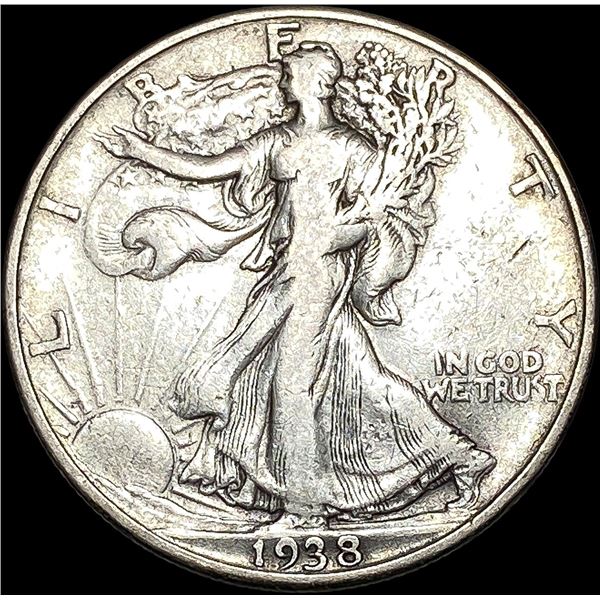 1938-D Silver Walking Liberty Half Dollar LIGHTLY CIRCULATED