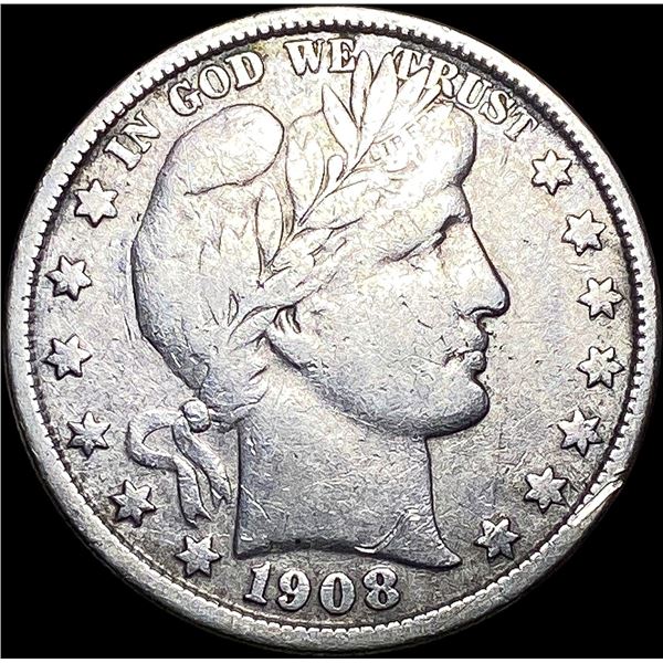 1908-S Silver Barber Half Dollar LIGHTLY CIRCULATED