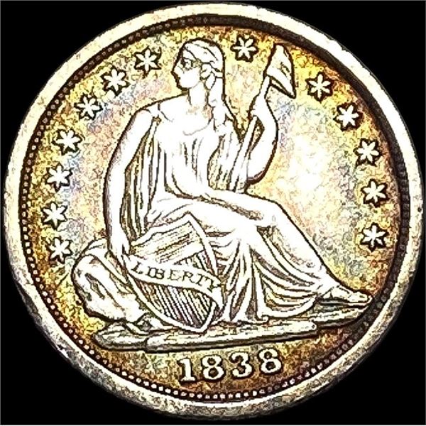 1838 Seated Liberty Half Dime NEARLY UNCIRCULATED