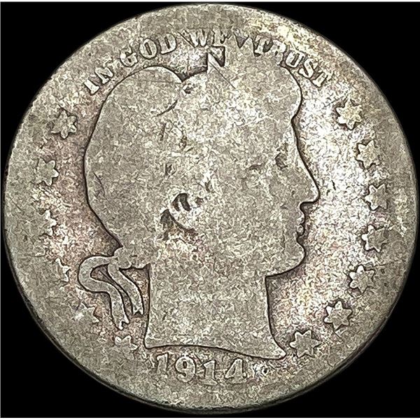 1914-S Silver Barber Quarter NICELY CIRCULATED