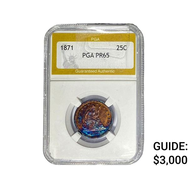 1871 Seated Liberty Quarter PGA PR65