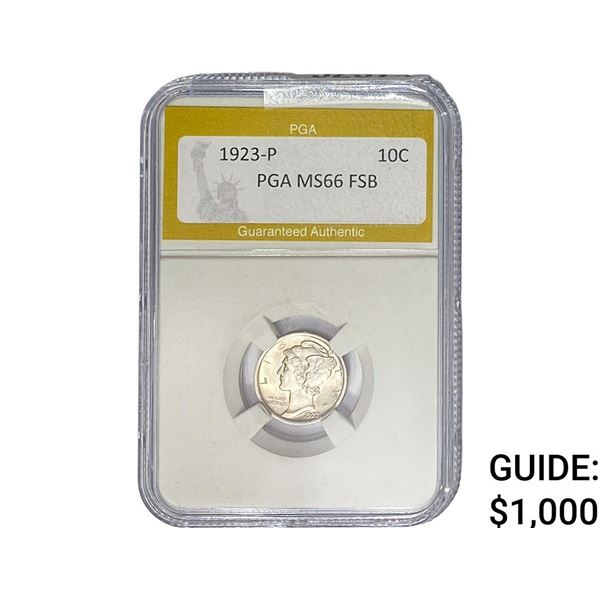 1923-P Mercury Silver Dime PGA MS66 FSB