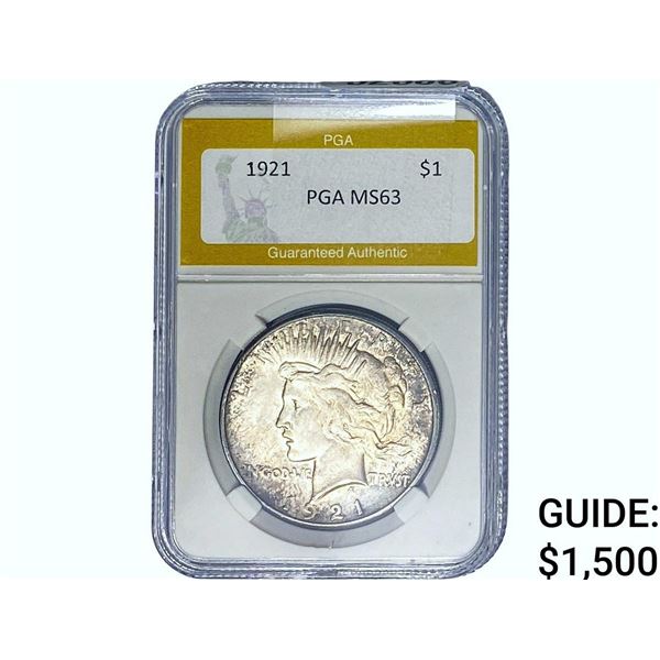1921 Silver Peace Dollar PGA MS63
