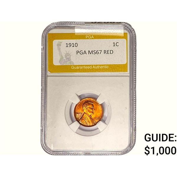 1910 Wheat Cent PGA MS67 RED