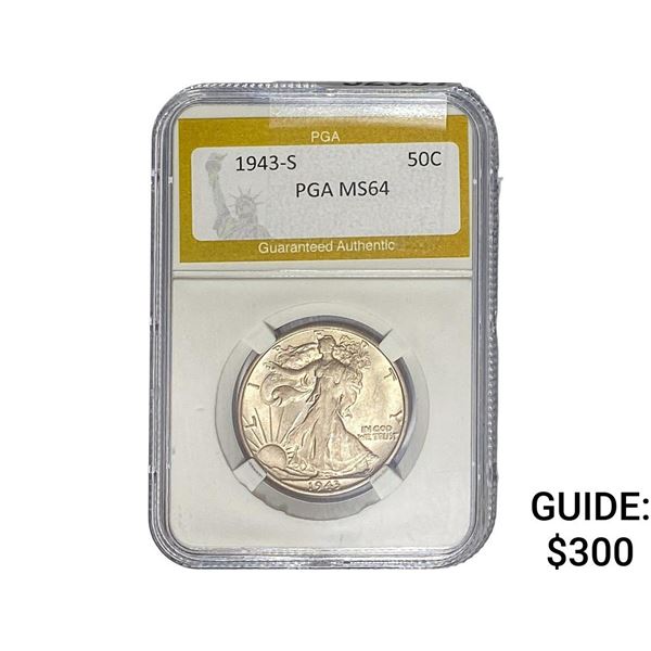 1943-S Walking Liberty Half Dollar PGA MS64