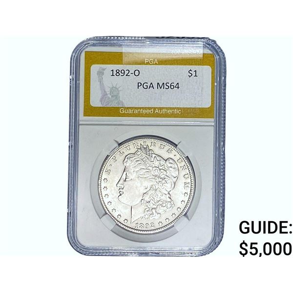 1892-O Morgan Silver Dollar PGA MS64