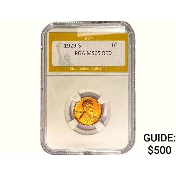 1929-S Wheat Cent PGA MS65 RED