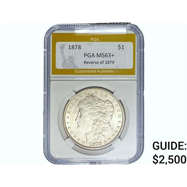 1878 REV 79 Morgan Silver Dollar PGA MS63+