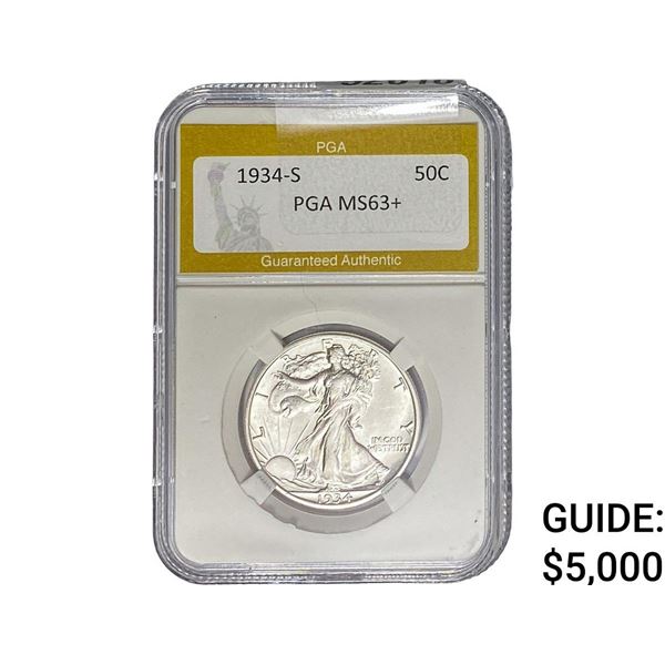 1934-S Walking Liberty Half Dollar PGA MS63+