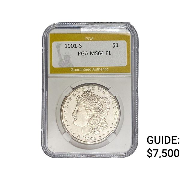 1901-S Morgan Silver Dollar PGA MS64 PL
