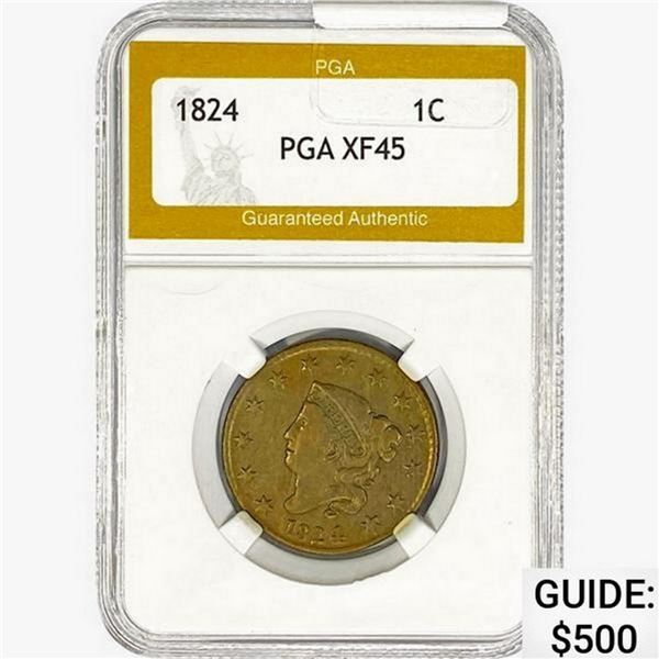 1824 Coronet Head Large Cent PGA XF45+