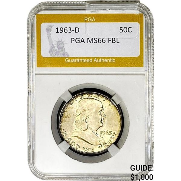 1963-D Franklin Half Dollar PGA MS66 FBL