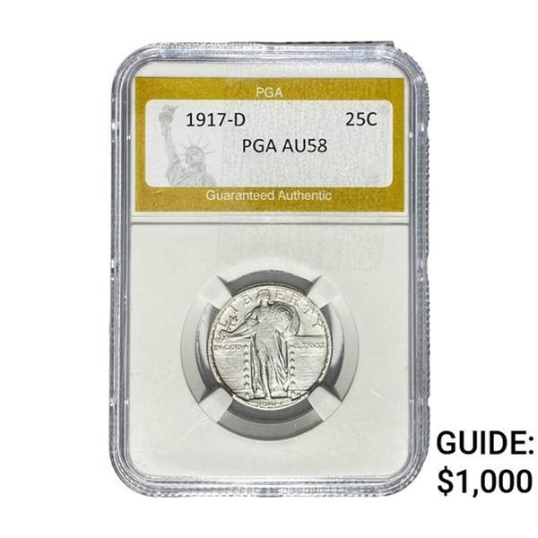 1917-D TY2 Standing Liberty Quarter PGA AU58