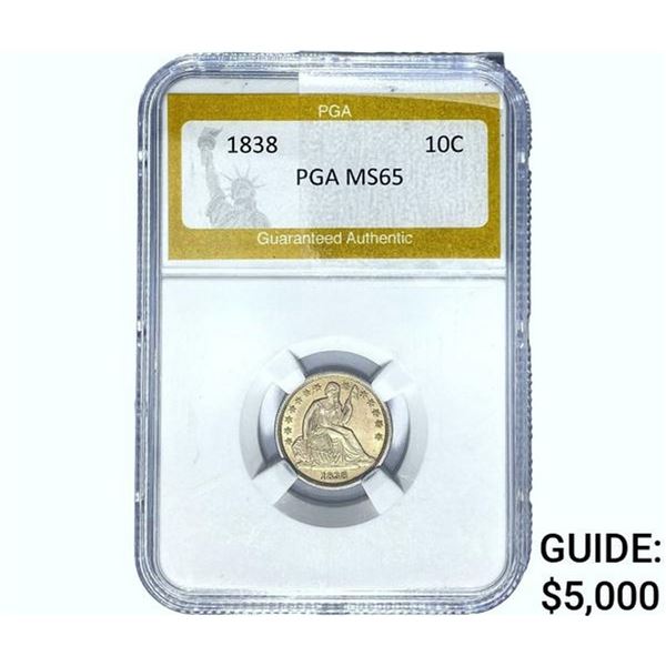 1838 Seated Liberty Dime PGA MS65