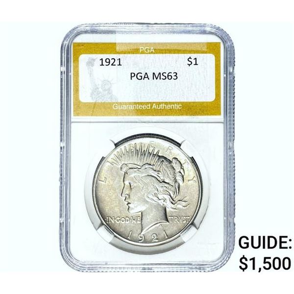 1921 Silver Peace Dollar PGA MS63