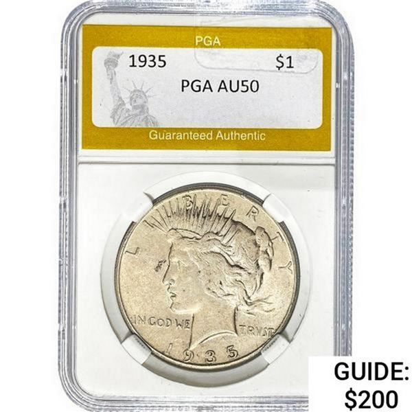 1935 Silver Peace Dollar PGA AU50