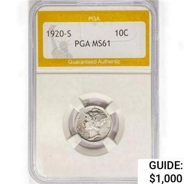 1920-S Mercury Silver Dime PGA MS61