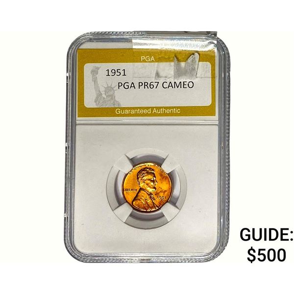 1951 Wheat Cent PGA PR67 CAMEO