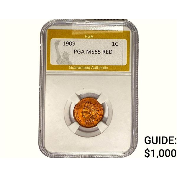 1909 Indian Head Cent PGA MS65 RED