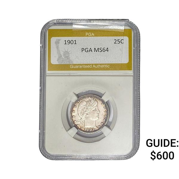 1901 Barber Quarter PGA MS64