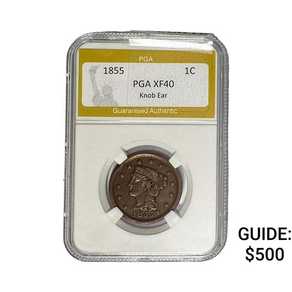 1855 Braided Hair Large Cent PGA XF40