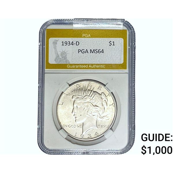 1934-D Silver Peace Dollar PGA MS64