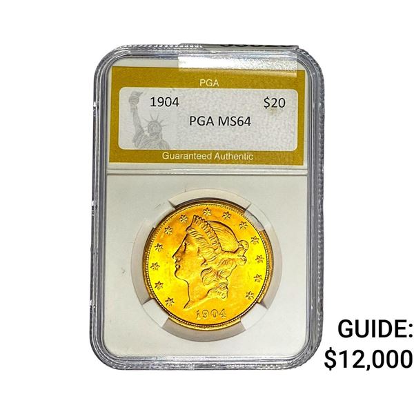 1904 $20 Gold Double Eagle PGA MS64