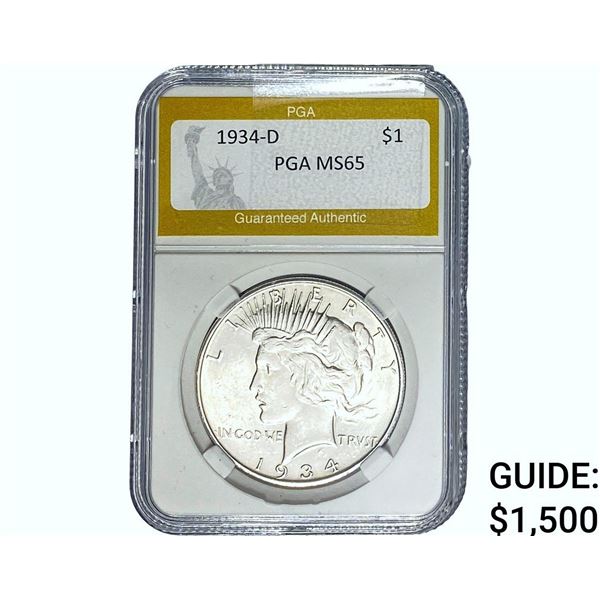 1934-D Silver Peace Dollar PGA MS65
