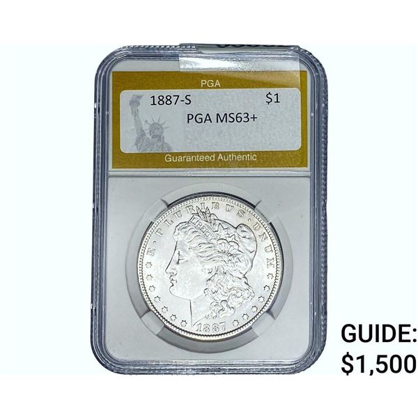 1887-S Morgan Silver Dollar PGA MS63+