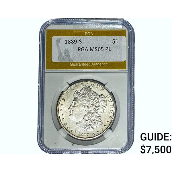 1889-S Morgan Silver Dollar PGA MS65 PL