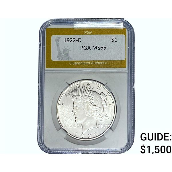 1922-D Silver Peace Dollar PGA MS65