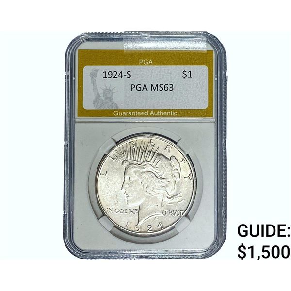 1924-S Silver Peace Dollar PGA MS63